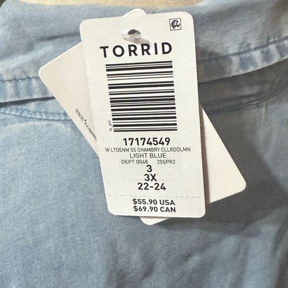 Torrid Sky Blue Chambray Shirt New - Picture 7 of 7